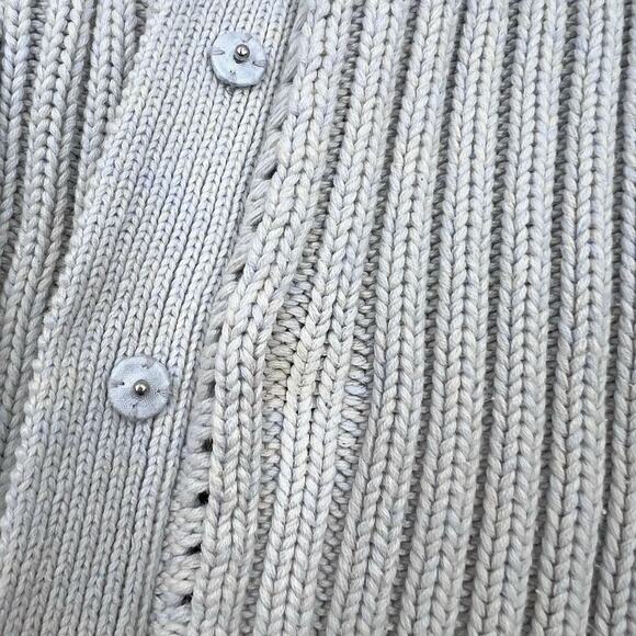 SO Blue Sigrid Olsen VTG Womens Heavy Cotton Knit Colorful Stitch Cardigan Sz M - Picture 4 of 16